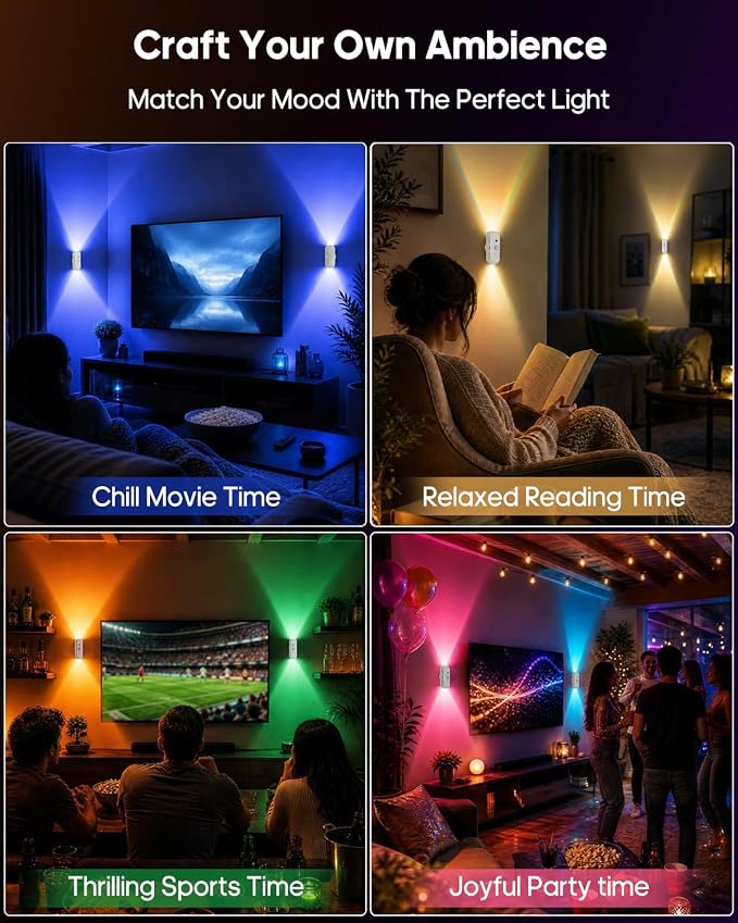 GOODEA RGB Wall Sconce, Rechargeable Motion Sensor Wall Light with Remote - Image 2