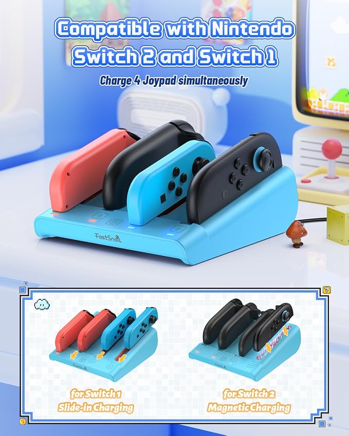 FASTSNAIL Switch Controller Charger for Nintendo Switch 2/1/OLED for JoyCon - Image 3