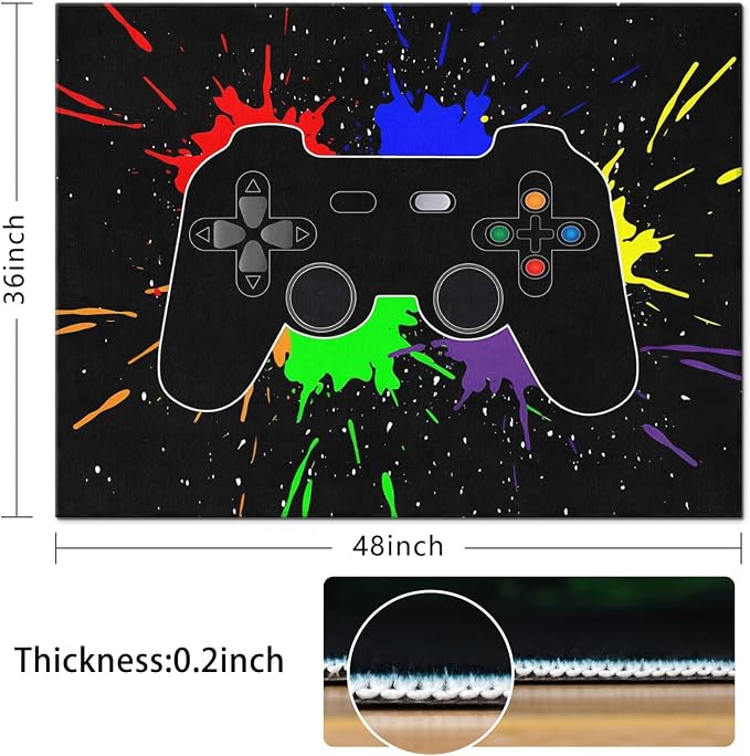 Gaming Chair Mat for Carpet Hardwood Tile Floor,36"x48" Gaming Rug for Gaming Room, Under Desk Non Slip Gamer Rug,Low-Pile Game Room Rug,Rubber Backing Large Gaming Chair Floor Mat,Colorful Gamepad - Image 6