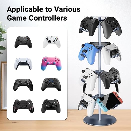 Gaming Controller Holder Aluminum Alloy 4 Layers,360-degree rotatable Headphone Stand,Gaming Controller Stand for Xbox PS5 PS4 Switch,Gaming Controller Headset Holder for Gaming Accessories - Image 4