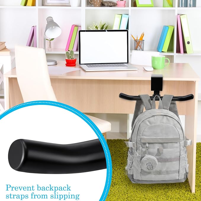 Geelin Bag Hook for Desk Table Heavy-Duty Backpack Hanger Clamp On Purse Holder Adjustable Under Desk Bag Hook for Headphones Handbag Hanger for Classroom Dorm Back to School(Black) - Image 7