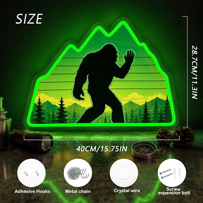 Bigfoot Neon Sign Green LED Sasquatch Neon Sign Forest Nature Room Decor - Image 7