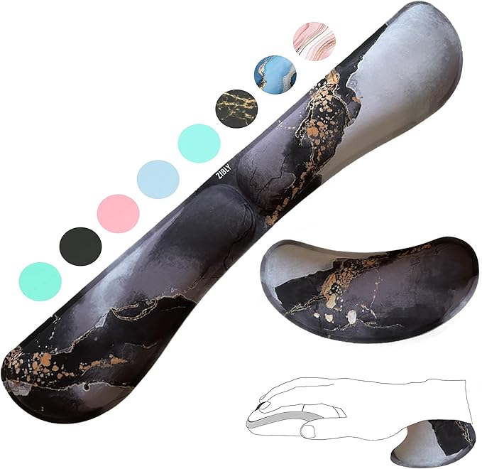 ZIBLY Wrist Rest Keyboard and Mouse Set - Non-Slip Ergonomic Wrist Cushion Support Pad - Easy Typing, Pain Relief – Premium Silky Gel Memory Foam for Work from Home Gaming Computer Laptop by Zibly