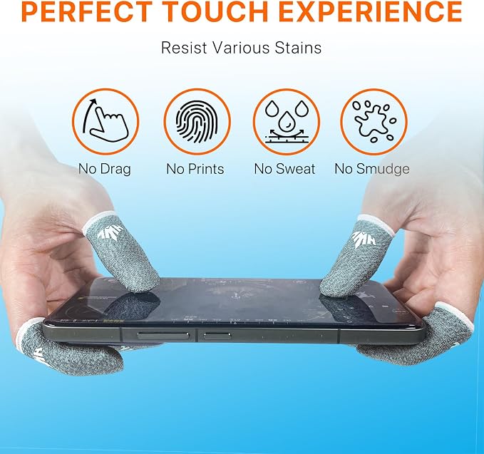10 Pack Silver Fiber Dedales Gamer Profesionales Anti Slip Sweat Proof Gaming Finger Thumb Sleeves Cots Breathable Mobile Phone Gamer Gloves Guantes para Durable Covers for Pubg - Image 4