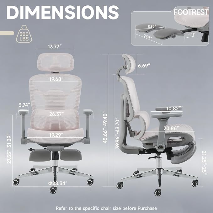 Korser Ergonomic Mesh Office Chair with Footrest, Big and Tall Desk Chair with 4D Flip-Up Arms, Auto-Tracking Lumbar Support, 3D Headrest, High Back Computer Gaming Chair for Home Office, Pink - Image 2