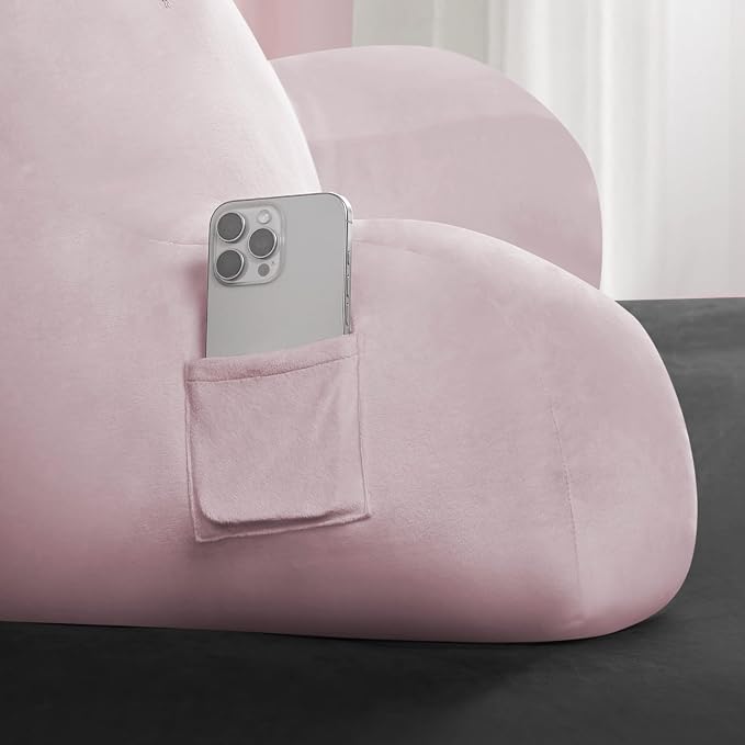Juicy Couture Velour Backrest Pillow with Rhinestone Juicy Logo - 30"x17", Light Pink Supportive Bed Rest Pillow for Reading, Gaming, or Relaxing - Image 7