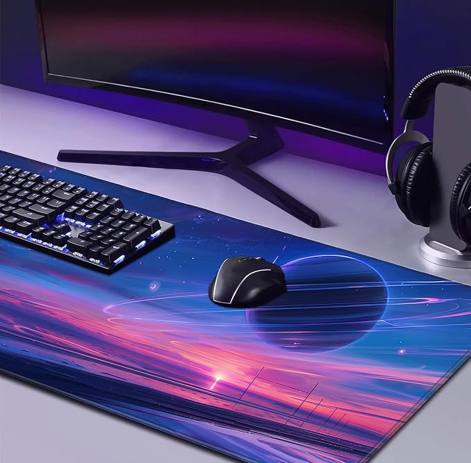 Space Landscape Computer Mouse Pad, XXL Laptop Gaming Mouse Keyboard Pad | Large Extended Mouse Pad; Full Desk Coverage; Waterproof Coating; Stable Anti-Slide Base For Gaming, Office, Study Daily Use - Image 4