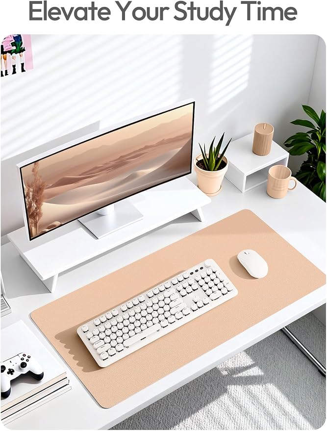 YSAGi Leather Desk Protector, Office Mat, Large Mouse Mat, Non-Slip PU Leather Blotter, Laptop Desk Mat, Waterproof Writing Pad for Office and Home (Latte, 47.2" x 23.21") - Image 6