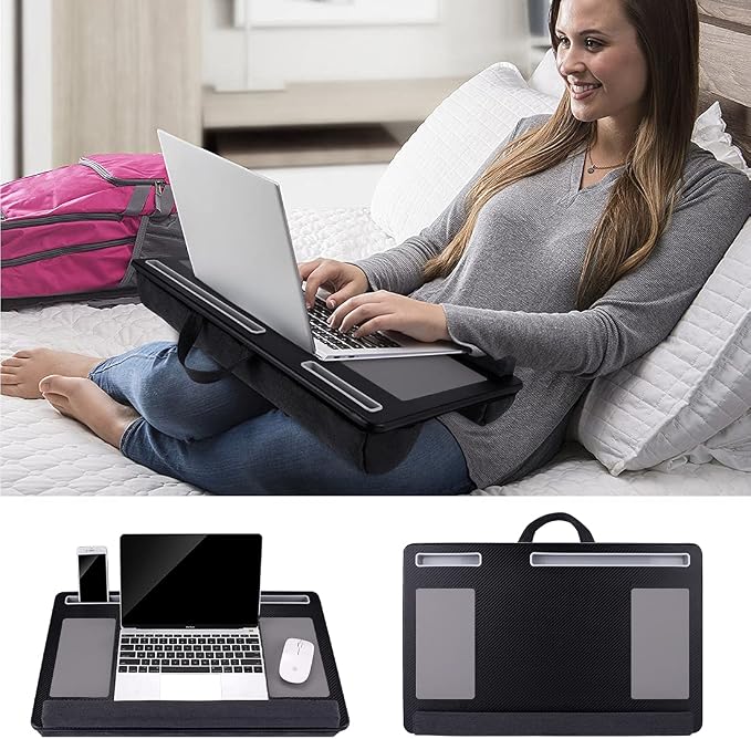 Extra Large Lap Laptop Desk- Home Office Portable LapDesk with Mouse Pad & Wrist Rest for Notebook/MacBook/Tablet, Sofa Bed Working, Writing, Drawing (Carbon Black, Fit Up to 17-inch Laptops) - Image 5