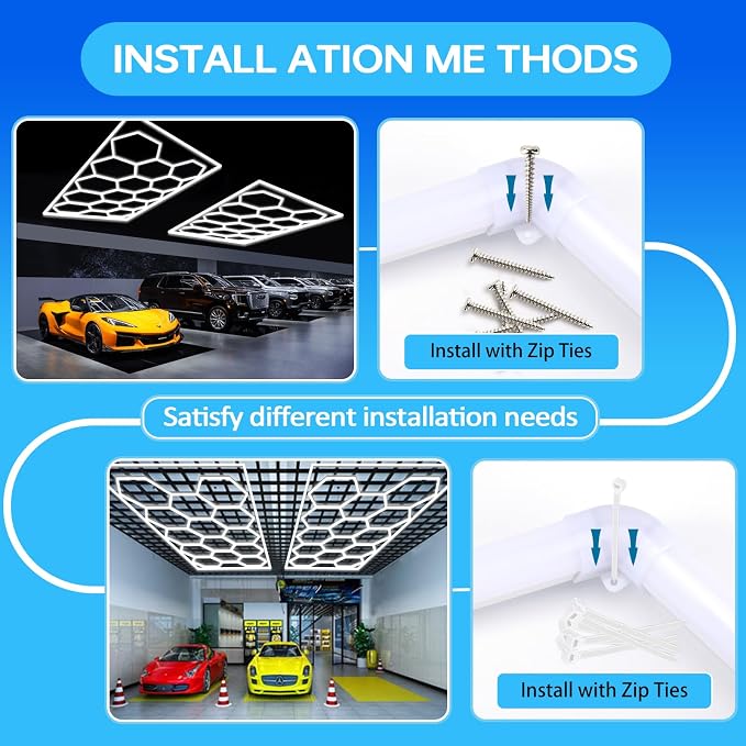 LZHOME Hexagon LED Garage Light: Ultra-Bright Hex Ceiling Lights, Hexagon led Lights for Garage Warehouse Workshop Gym Basement - Image 3