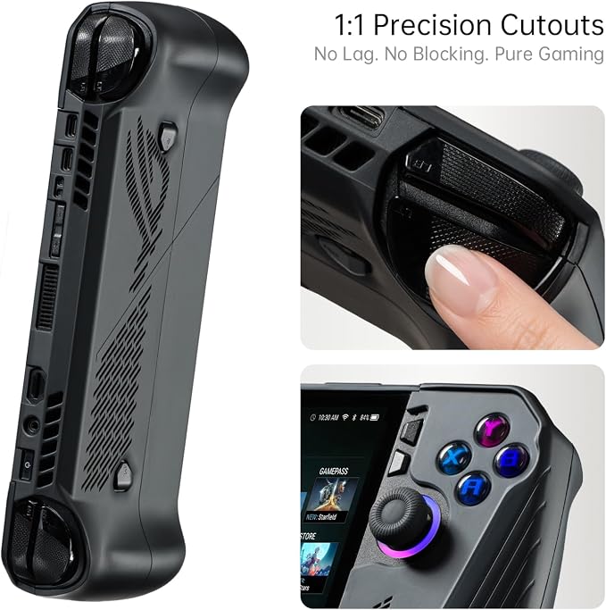 UYIYE Case for ROG Ally X 2024,Anti-Slip Rubber Protective Shell, Black - Image 3