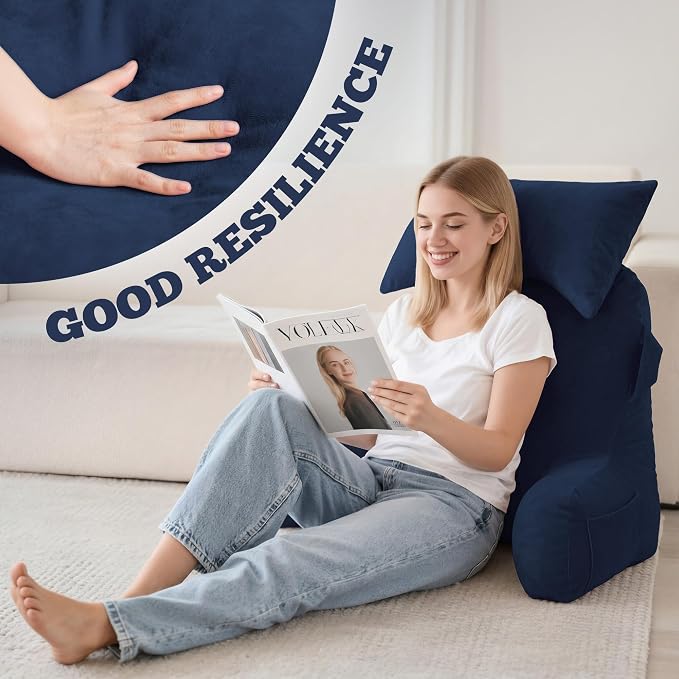 Reading Pillow for Bed,Back Pillow for Bed Sitting Up,Lumbar Support Pillow - Image 4