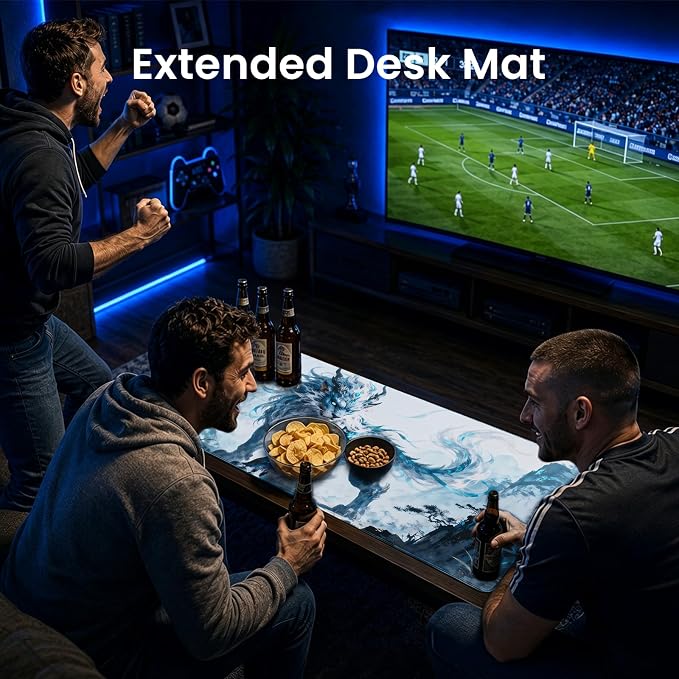 Lion Gaming Mouse Pad, XXL Chinese Landscape Desk Mat 31.5X15.7 | HD Print, Non Slip Rubber Base, Waterproof Fabric Top, Stitched Edges, Ideal Gift for Dorm, Home, Office & Back to School - Image 3