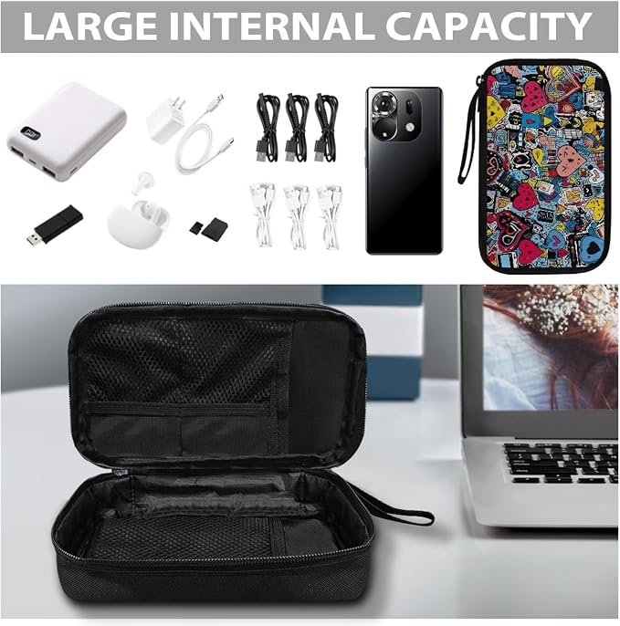 Love Heart Print Electronic Organizer, Travel Cable Organizer, Portable Waterproof Pouch, Electronic Accessories Storage Case for Cable, Cord, Charger, Phone, Earphone - Image 7
