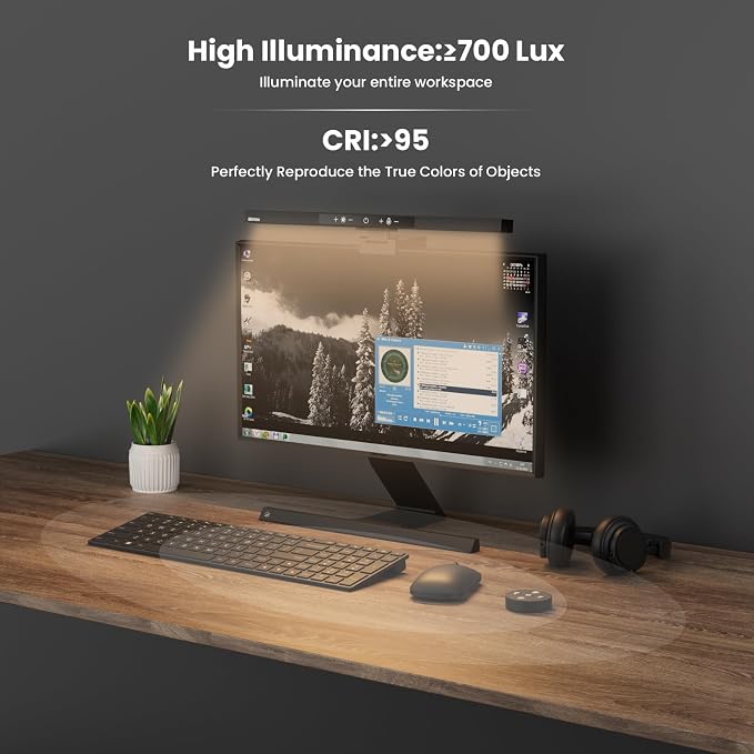 Monitor Light Bar with Remote Control, USB Computer Monitor Lamp, Eye-Care Screen Light Bar, Adjustable Color Temperature, Stepless Dimming, No Screen Glare Desk lamp Home Office Game - Image 7