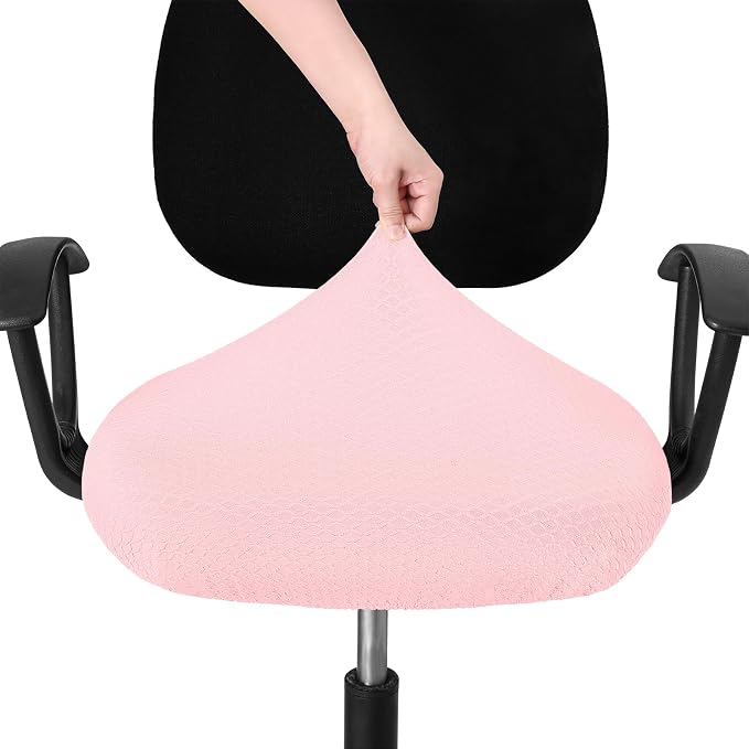 Smiry Office Computer Chair Seat Covers for Desk, Anti-dust Protector | Stretch Jacquard Removable Washable Desk Chair Seat Cushion Protectors, Blush Pink - Image 5