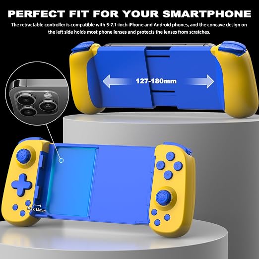 arVin Wireless Game Controller for iPhone 15/15 Plus/15 Pro/15 Pro Max/14/13/12/iPad/Android/Samsung Galaxy 23/22/21/Tablet/Switch/PS4/PC Gamepad with Hall Effect Joystick/Turbo/6-Axis Gyro/Vibration - Image 5
