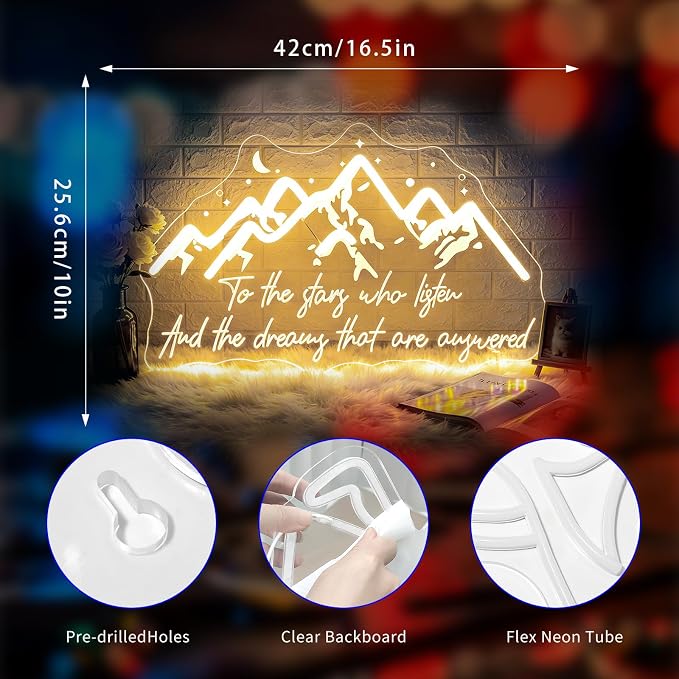 Neon Sign, Mountain Neon Signs for Wall Decor LED Signs Neon Light - Image 3