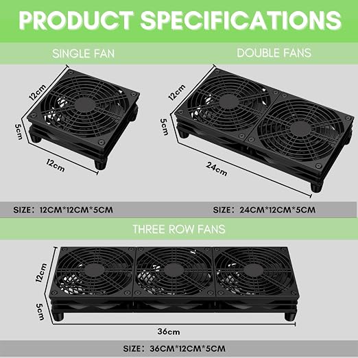 VTRETU Router Cooling Fan for Computer Cooler Audio Video Network Cabinet Server Cooling Project Equipment and Workstation DC 5V USB Power 120mm 360mm Fan with Switch - Image 3