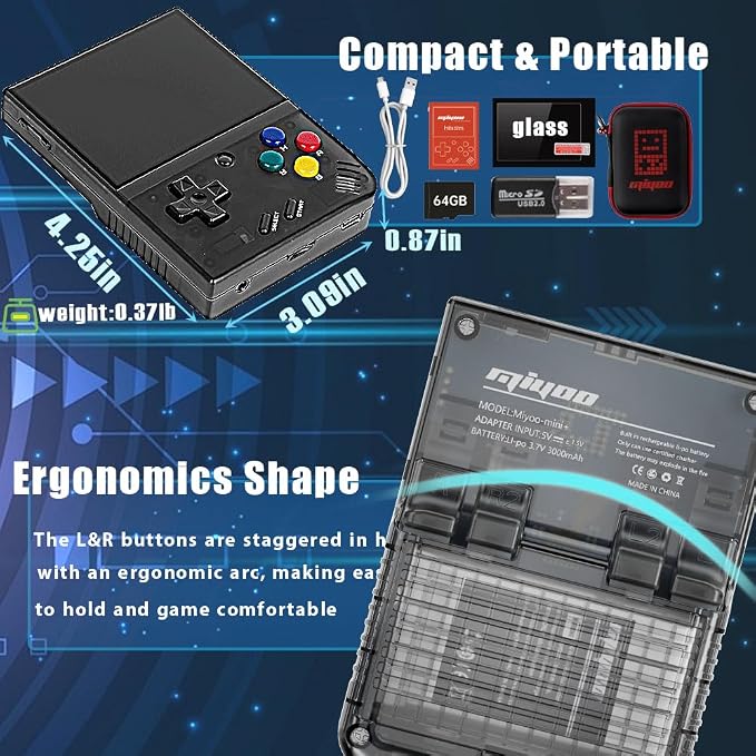 Miyoo Mini Plus with Portable Case Retro Emulator Handheld Game Console Latest Version with WiFi & RTC, 3.5’’ 640*480 IPS Screen 3000mAh Battery, Pulper 64GB - Image 7
