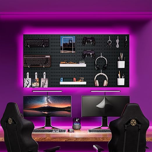 Pegboard Combination Kit for Wall Organizer, Wall Mounted Peg Board Kits for Kitchen, Bedroom, Office, &Bathroom, 4 Pieces Black Pegboards and 14 Accessories, 22" x 22" - Image 3