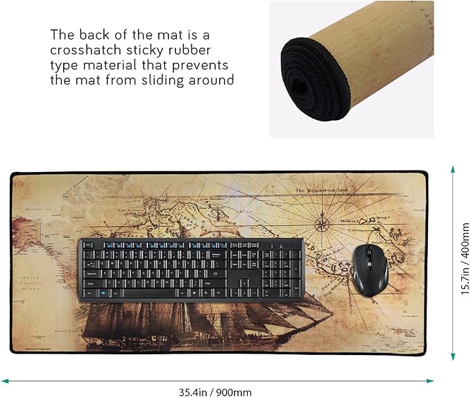 XXL Professional Large Mouse Pad & Computer Game Mouse Mat (35.4x15.7x0.1IN, Boat) - Image 2