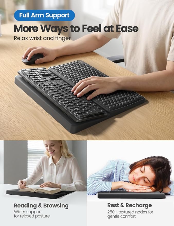 Vaydeer Keyboard Wrist Rest for Computer, Ergonomic Large Keyboard Mat Pad with Wrist Support, Soft Memory Foam Keyboard Stand for Desktop Gaming Home Office Carpal Tunnel Pain Relief - Image 4