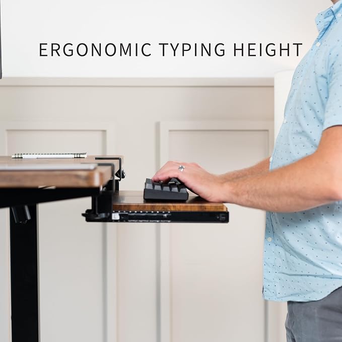 VIVO Small Keyboard Tray, Under Desk Pull Out with Extra Sturdy C Clamp Mount System, 20 (26 with Clamps) x 11 inch Slide-Out Platform Drawer, Rustic Vintage Brown Top, Black Frame, MOUNT-KB05ES-N - Image 3