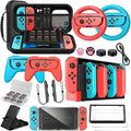 Accessories Bundle for Nintendo Switch 1/OLED, OUNFNOE 19-IN-1 Kits for Switch OLED Accessories, Carrying Case, Controller Charging Dock, Joy-Con Thumb Grips, Tempered Screen Protector, Steering Wheels for Mario Kart, Protective Console Cover by Unknown