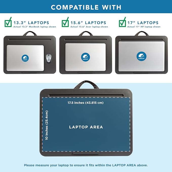 LAPGEAR The Original Lap Desk – Charcoal, Fits 17" Laptops - Image 3