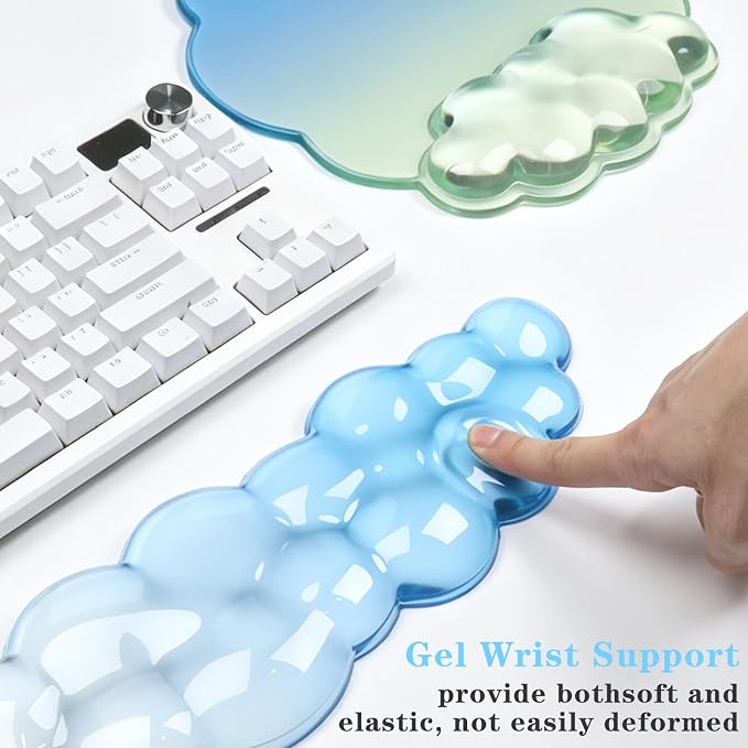 Cloud Keyboard Wrist Rest and Mouse Pad Set - Blue - Image 5
