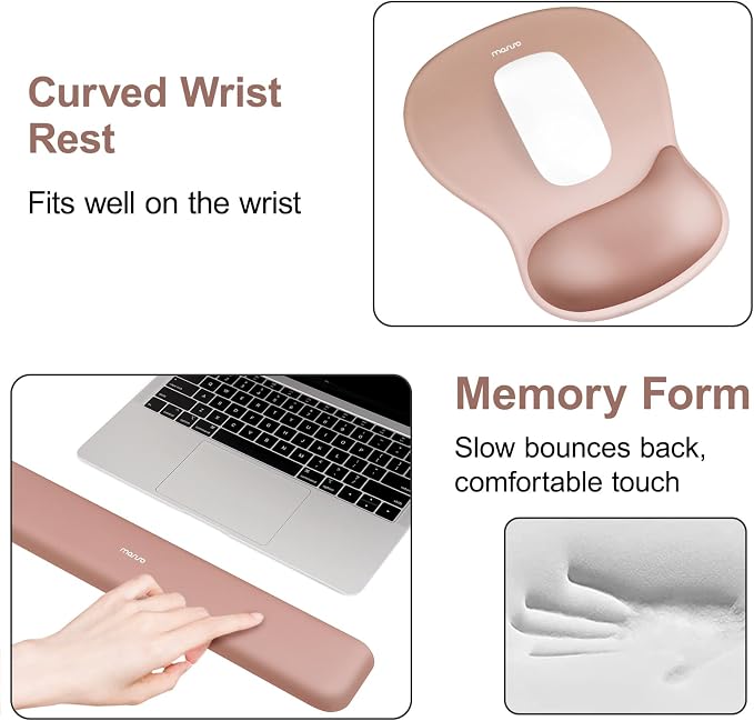 MOSISO Wrist Rest Support for Mouse Pad & Keyboard Set, Brown - Image 5