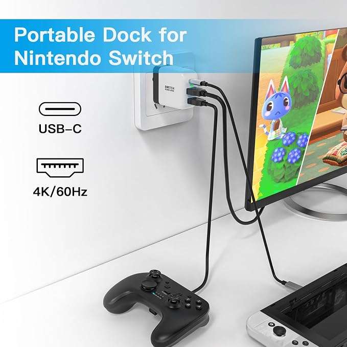 Switch Dock Charger for Nintendo Switch, Mirabox 36W Portable TV Docking Station with 4K@60Hz HDMI/USB2.0/PD USB-C Fast Charging Ports, Full-Featured USB-C Cable Included - Image 4