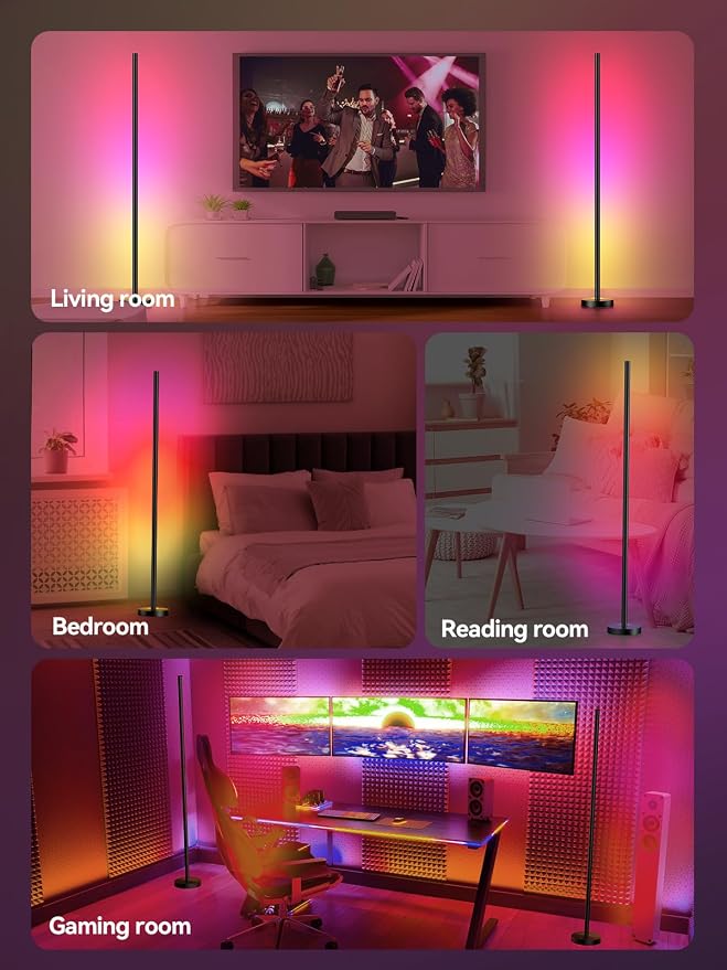OIYN Smart RGBICW LED Corner Floor Lamp - 16 Million DIY Colors, 68+ Scenes, Music Sync, App & Remote Control, Color-Changing Ambient Lighting for Living Rooms, Bedrooms, and Gaming Rooms - Image 7