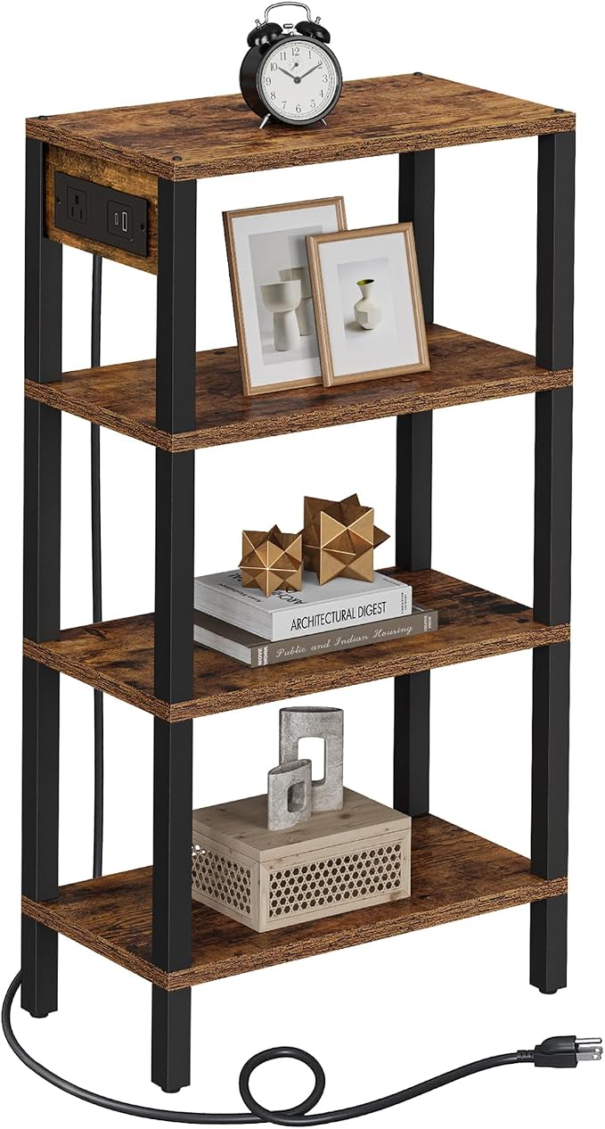 TUTOTAK Narrow Side Table, 4-Tier Small End Table with Charging Station by ChoosetutotakFurnitureBuildYourCozyHome