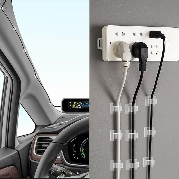 120PCS XHF Adhesive Cable Wire Clips Clear, Outdoor Christmas Light Clips, Cable Holder Staples Cable Management Wire Organizer Cord for Under Desk, Car, Wall, TV PC Ethernet Cable - Image 6
