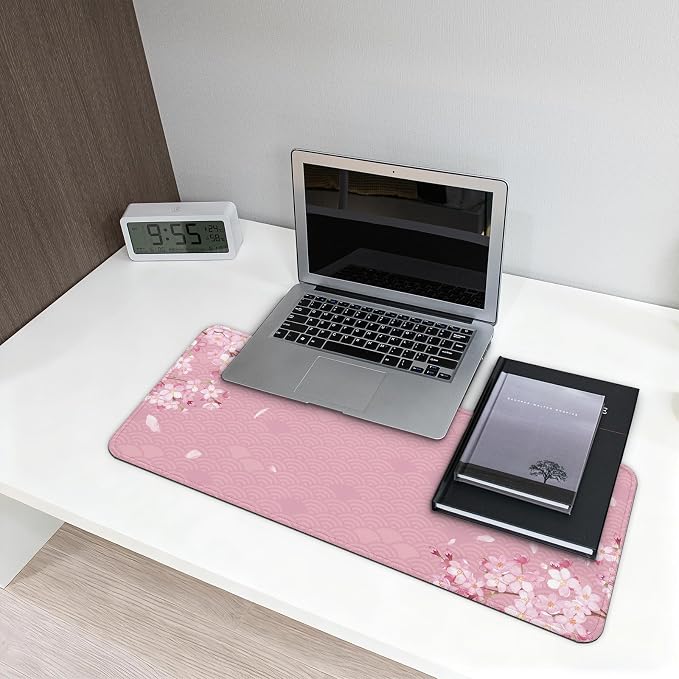 Gaming Mouse Pad with Anti-Slip Rubber Base, Extended Large Computer Mouse Mat with Stitched Edges, Long XL Anime Mousepad for Laptop and Keyboard, 31.5 x 11.8 inch (Pink Cherry Blossom) - Image 6