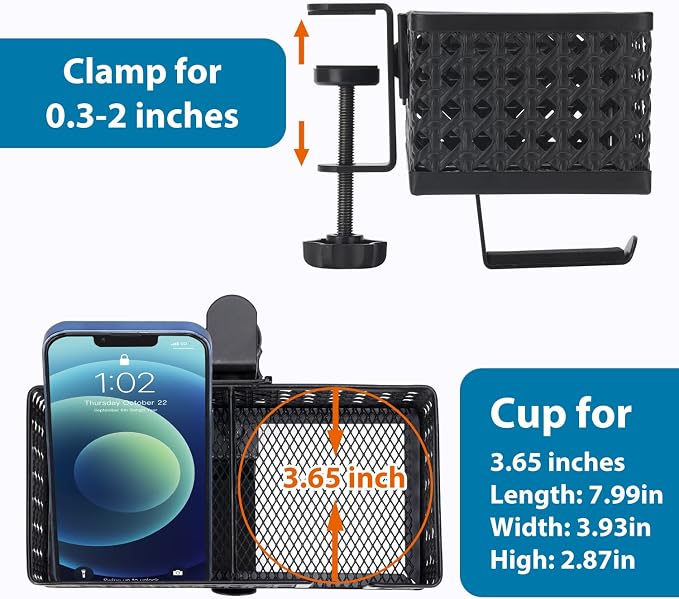 3-in-1 Desk Cup Holder, Clip on Desk Organizer Headphone Hanger - Image 6
