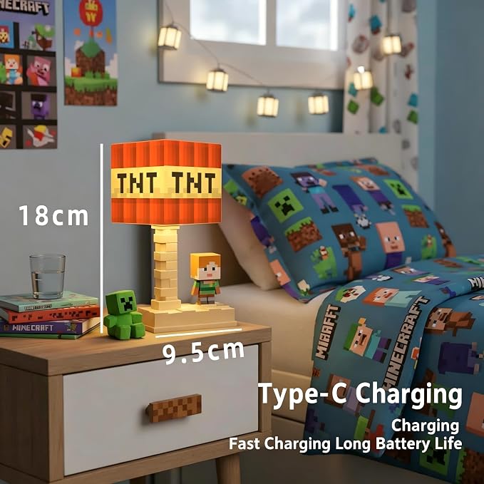Pixel LED Night Light, 5-Color Adjustable, Pixel Game Desktop Ambient Light, Touch Control Bedside Atmosphere Light, USB Powered, Perfect Bedroom Decoration and Gift for Gamers. (Creeper) - Image 2
