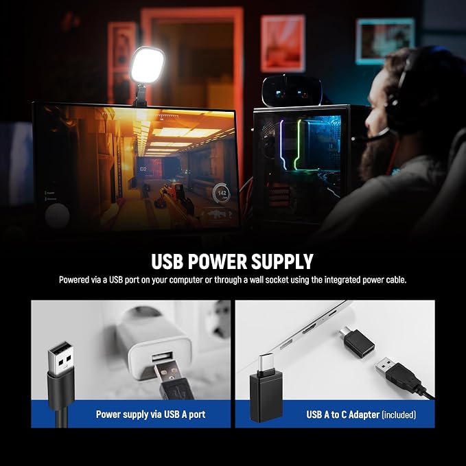 NEEWER Basics 5" 10W LED Streaming Light, Bi Color Edge Lit Clip on Full Screen USB Lamp Lighting CRI95 for Monitor Laptop Computer Webcam Desk Video Conference Zoom Call Recording, NL10 - Image 6