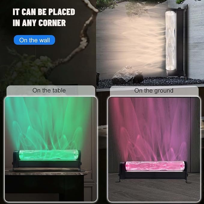 24W RGBW Water Ripple Wall Light 16 Colors, Remote Control, Water Wave Projection Wall Light Versatile for Home, Gaming & More -16"*2.4" - Image 6