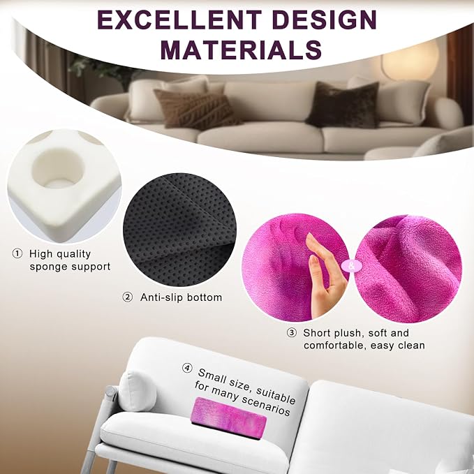 Couch Cup Holder Pillow, 5 Hole Couch Drink Holder! Keep Drinks Hand Side and Keep Temp, Prevent Spills and Use Anywhere. Cup Holder for Couch, Bed, Camping, RV, Car, Beach. Rose Purple - Image 7