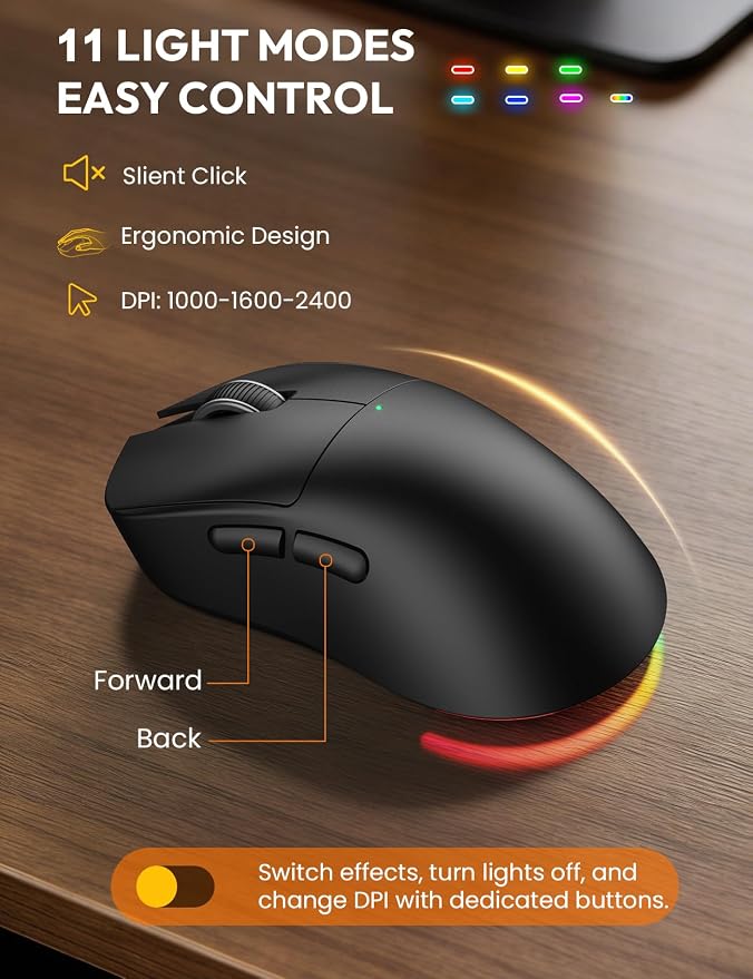 Wireless Keyboard and Mouse, Backlit Typewriter with Magnetic Wrist Rest - Image 7