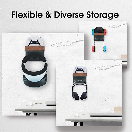 NIRVASH VR Wall Mount Storage Stand Holder Hook for Meta/Oculus Quest 3S/3/2/Pro/Rift-S/Valve Index/PS5 VR2/HTC Vive, Premium VR Headset Wall Hanger - Image 5