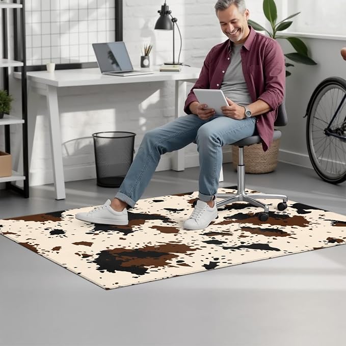 Office Chair Mat for Carpet Hardwood Tile Floor,36"x48" Computer Chair Mat for Rolling Chairs Carpet, Under Desk Non Slip Gaming Rug, Low-Pile Rubber Backing Large Protector Mat,Southwest Cow Print - Image 2