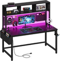 DLisiting Black Gaming Desk with Hutch and Pegboard - 47 Inch Gaming Desk with Shelves Storage Power Outlets, Computer Teen Work Study Writing Desks for Bedroom Home Office by Unknown
