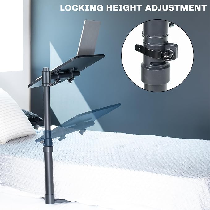 Height Adjustable Under Mattress 20 inch Bedside Desk, Works with Lofts and Beds Without Frames, Tilting Desktop, Fits Laptops, Books, and More, Black - Image 8