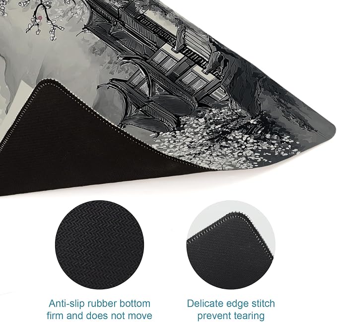 Large Mouse Pad for Desk, Gaming Mousepad XL Extended, Japanese Desk Mat Non-Slip Rubber Base, Big Computer Keyboard Mat Protector for Home&Office, 31.5x11.8in, Cherry Blossom - Image 5
