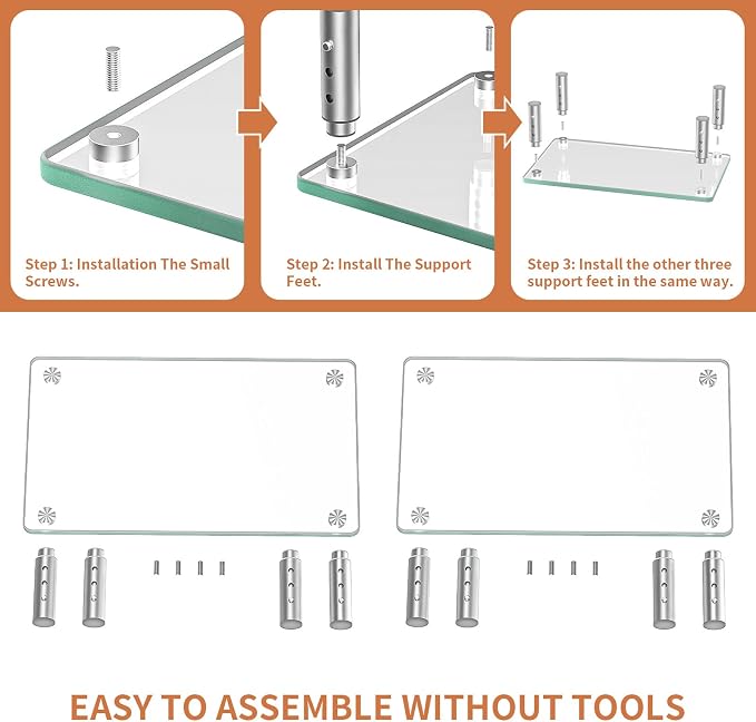 Hemudu 2 Pack Monitor Stand - 3 Adjustable Height Riser, Computer Stand, Desktop Organizer for PC, Laptop - Clear - Image 7