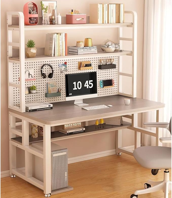 Pegboard Wall Organizer Panels.Modern Industrial Computer Desk with Storage Shelves & Pegboard - Stylish Home Office Workstation for Study, Writing, Gaming & nization，（Grey，39in） - Image 8